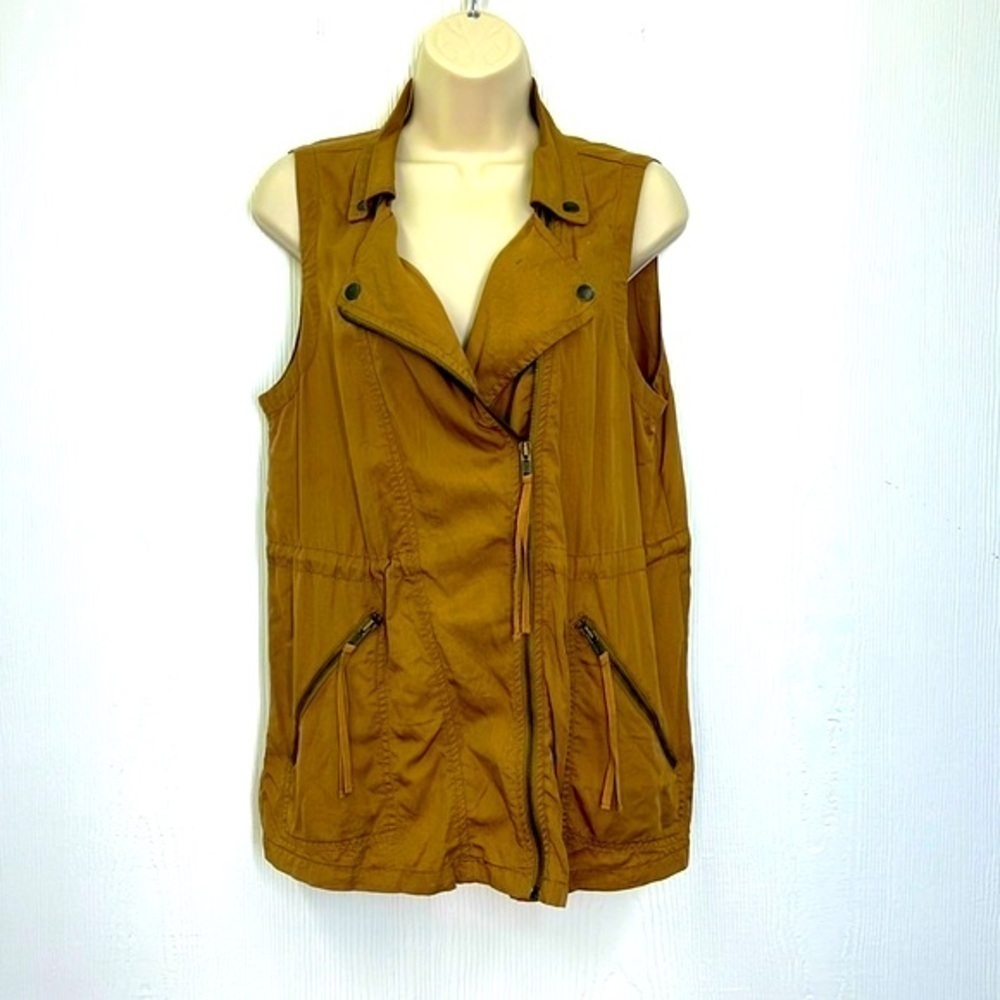 American Eagle - Khaki Tan Utility Cargo Zip Up Pockets Sleeveless Vest Size Sm